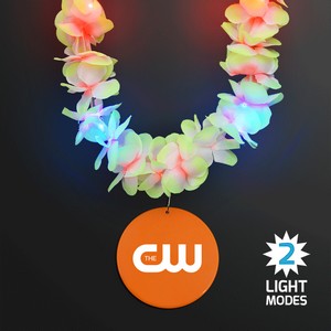 Light Up Hawaiian Leis with Custom Orange Medallion - PRINTED