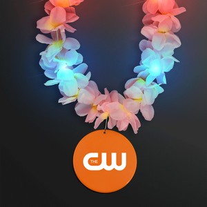 Light Up Hawaiian Leis with Custom Orange Medallion - PRINTED