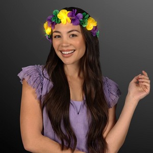 Light Up Mardi Gras Flower Crown Headband - BLANK