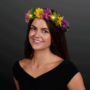 Light Up Mardi Gras Flower Crown Headband - BLANK