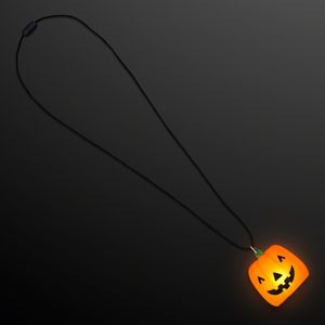 Light Up Orange Pumpkin Necklaces - BLANK