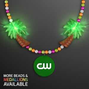 Light Up Palm Trees Vacation Beads With Green Medallion - PRINTED