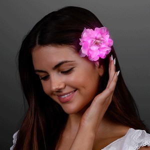 Light Up Pink Flower Hair Clip & Lapel Pin - BLANK