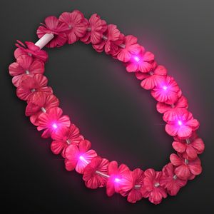 Light Up Pink Lei Flower Necklaces - BLANK