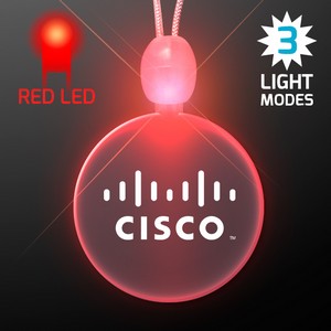 Light Up Promotional Acrylic Circle Necklaces with Red LED - PRINTED