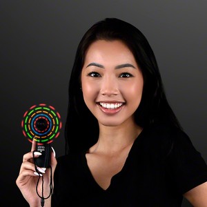 Light Up Promotional Mini Fans with Black Handles - PRINTED