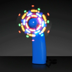 Light Up Promotional Mini Fans with Blue Handles - BLANK