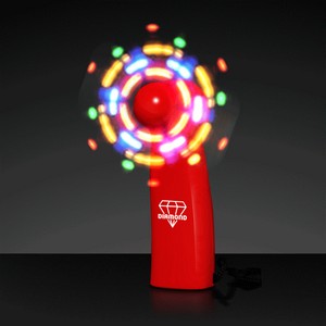 Light Up Promotional Mini Fans with Red Handles - PRINTED