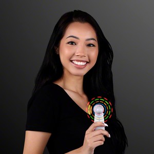 Light Up Promotional Mini Fans with White Handles - BLANK