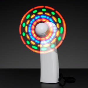 Light Up Promotional Mini Fans with White Handles - PRINTED