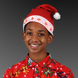Light Up Santa Hat with Stars - BLANK