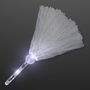 Light Up Team Spirit White Pom Poms - PRINTED