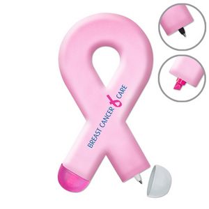 Liqui-MarkÂ® Awareness Ribbon Shaped Double Sided Highlighter & Pen Combo