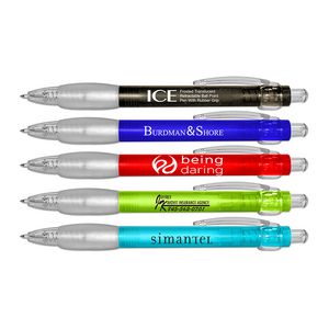 Liqui-MarkÂ® ICE - Frosted Translucent Retractable Ballpoint Pen w/Rubber Grip