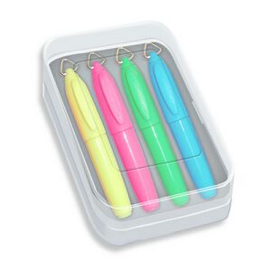 Liqui-MarkÂ® Mini Brite SpotsÂ® Highlighter in Clear Plastic Box (4 Pack/Full-Color Decal)