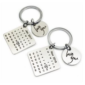Lovers Anniversary Calendar Keychain