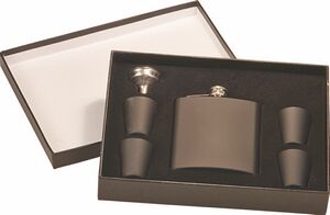 Matte Black Flask Set in Black Presentation Box