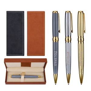 Metal Ballpoint Pen Pu Leather Gift Set