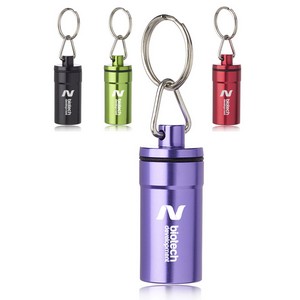 Metallic Aluminum Pill Bottle Keychai