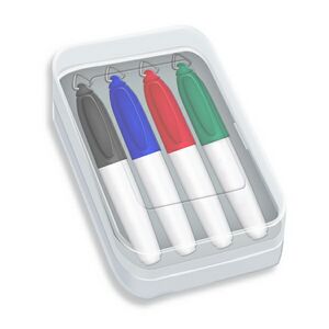 Mini Dry Erase Markers in Clear Plastic Box (4-Pack/Full-Color Decal)