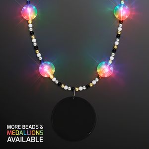 Multicolor Light Beads with Black Medallion - PRINTED