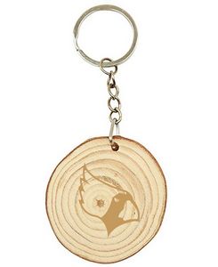 Natural Wood Log Cut Keychain