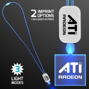 Neon Look Blue LED Cool Lanyards with Acrylic Square PendantsÂ  - PRINTED