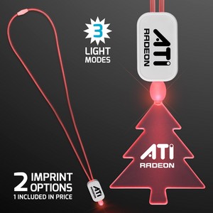 Neon Look Necklace Red LED Lanyards with Acrylic Tree Pendants - PRINTED