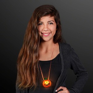 Orange LED Pumpkin Charm Necklace - BLANK