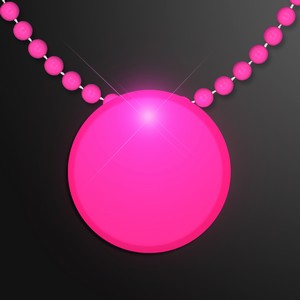 Pink LED Circle Badge with Beads - PRINTED
