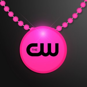 Pink LED Circle Badge with Beads - PRINTED