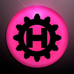 Pink LED Frosted Circle Badge with Safety Pin - PRINTED