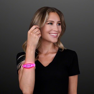 Pink LED Steady Illumination Stretch Bracelet - PRINTED