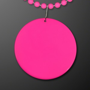 Pink Medallion with Beaded Necklace (Non Light Up) - PRINTED