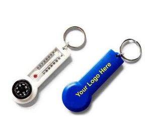 Plastic Compass Thermometer Keychain