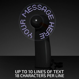 Pre-Programmed Black Mini Fans with White LEDs - PRINTED