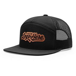 Premium 7-Panel Mesh Back Cap Flat Bill Trucker Hat With Snapback Closure - Embroidery