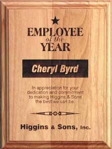Premium Alder Wood Engraved Award Plaque 7"x9"