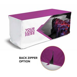 Premium Table Cover 8' Tablecloth Full Color Fitted Zipper Table Throws