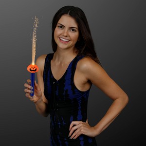 Pumpkin Face LED Wand with Flashing Fiber Optics - BLANK