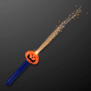 Pumpkin Face LED Wand with Flashing Fiber Optics - BLANK