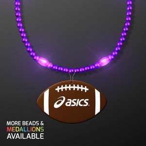 Purple LED Bead Necklace with Football Medallion - PRINTED