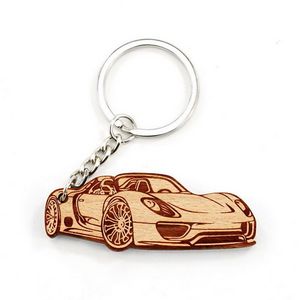 Race Car Wood Keychain
