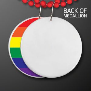 Rainbow Flag Circle Medallion with Beaded Necklace (Non Light Up) - BLANK