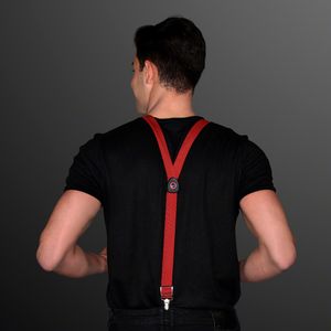 Rechargeable Red Light Up Suspenders - BLANK