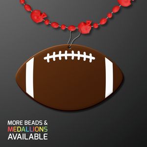 Red Football Helmet Bead Necklaces With Football Medallion (NON-LIGHT UP) - PRINTED