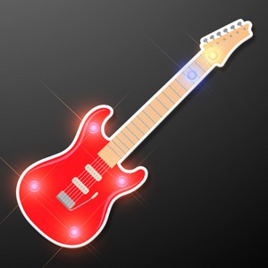 Red Guitar Flashing LED Light Pin - PRINTED