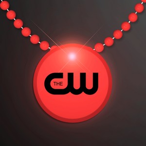 Red LED Circle Badge with Beads - PRINTED