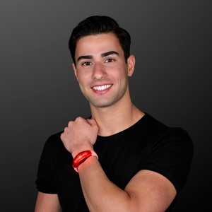 Red LED Steady Illumination Stretch Bracelet - PRINTED