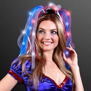 White & Blue LED Noodle Headbands - BLANK